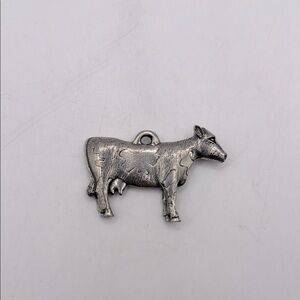 Vtg 1992 Danforth Pewter Dairy Cow Farm Animal Pendant Jewelry Accessory